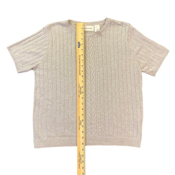 Alfred Dunner Size Medium Blouse Silver Metallic Sparkly Short Sleeve Holiday - Picture 6 of 10